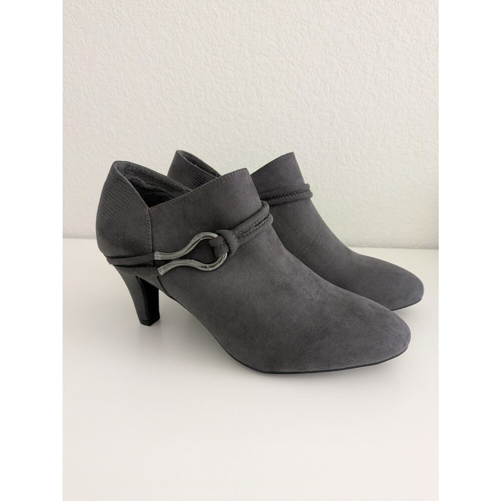 Karen Scott Womens Melanni Faux Suede Heels Ankle Boots 10013263400 Gray 8.5M